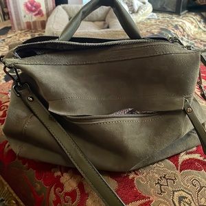 Grey leather suede purse